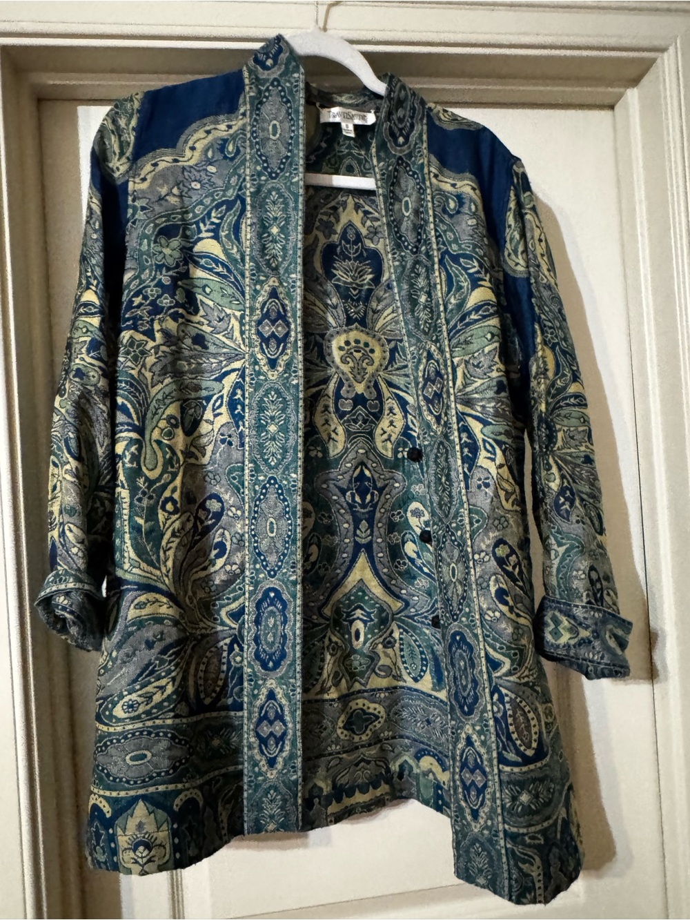 TravelSmith Women's Teal and Navy Paisley Jacket